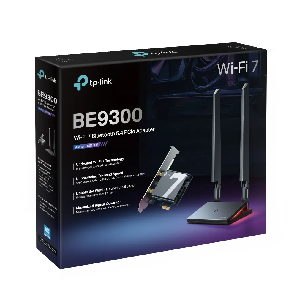 ქსელის ბარათი TP-Link Archer TBE550E Wi-Fi 7 Bluetooth PCIe Adapter