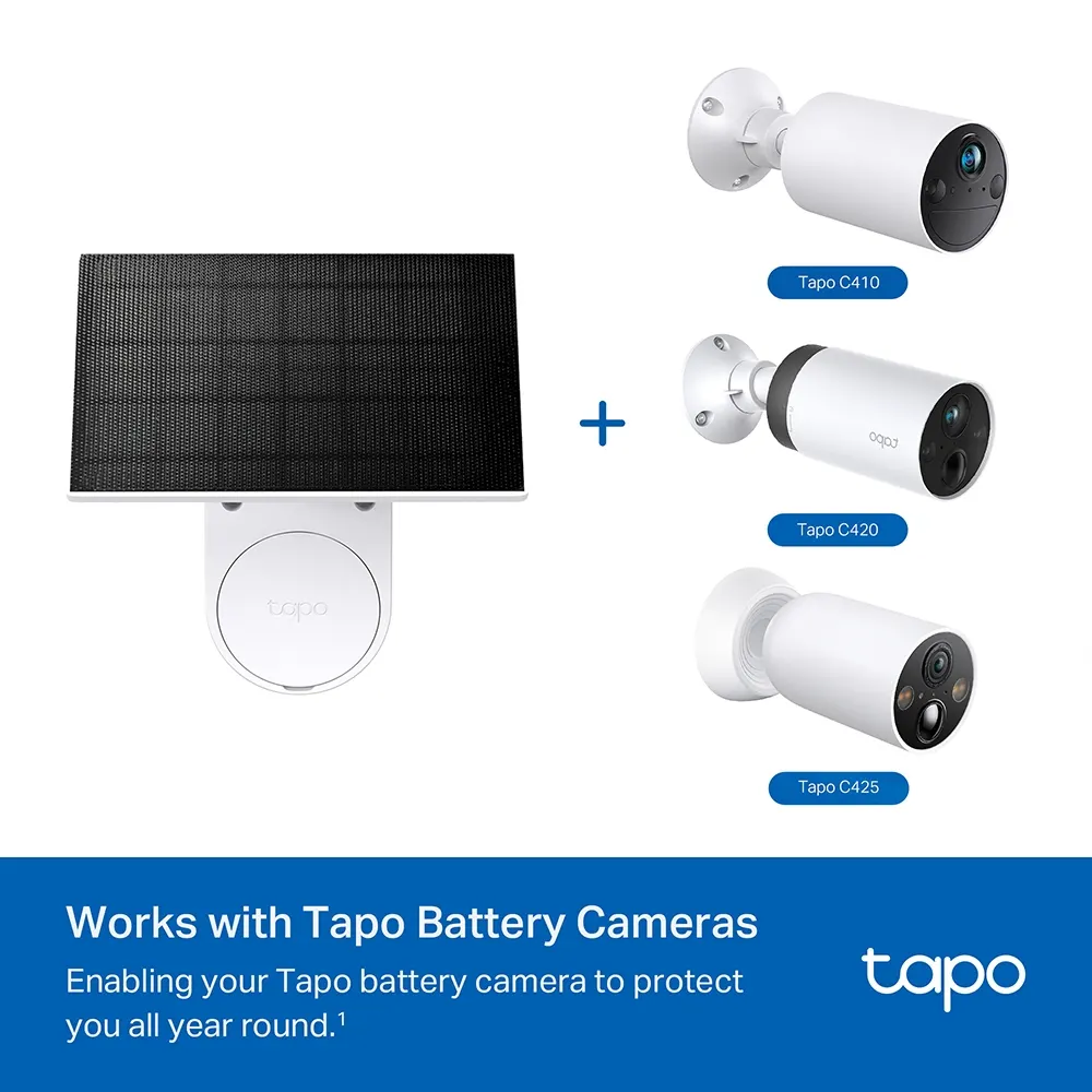 სმარტ კამერა TP-Link Tapo A201 Solar Panel - Compatible With Tapo Battery Cameras, IP65 Waterproof, Output Port: Type-C