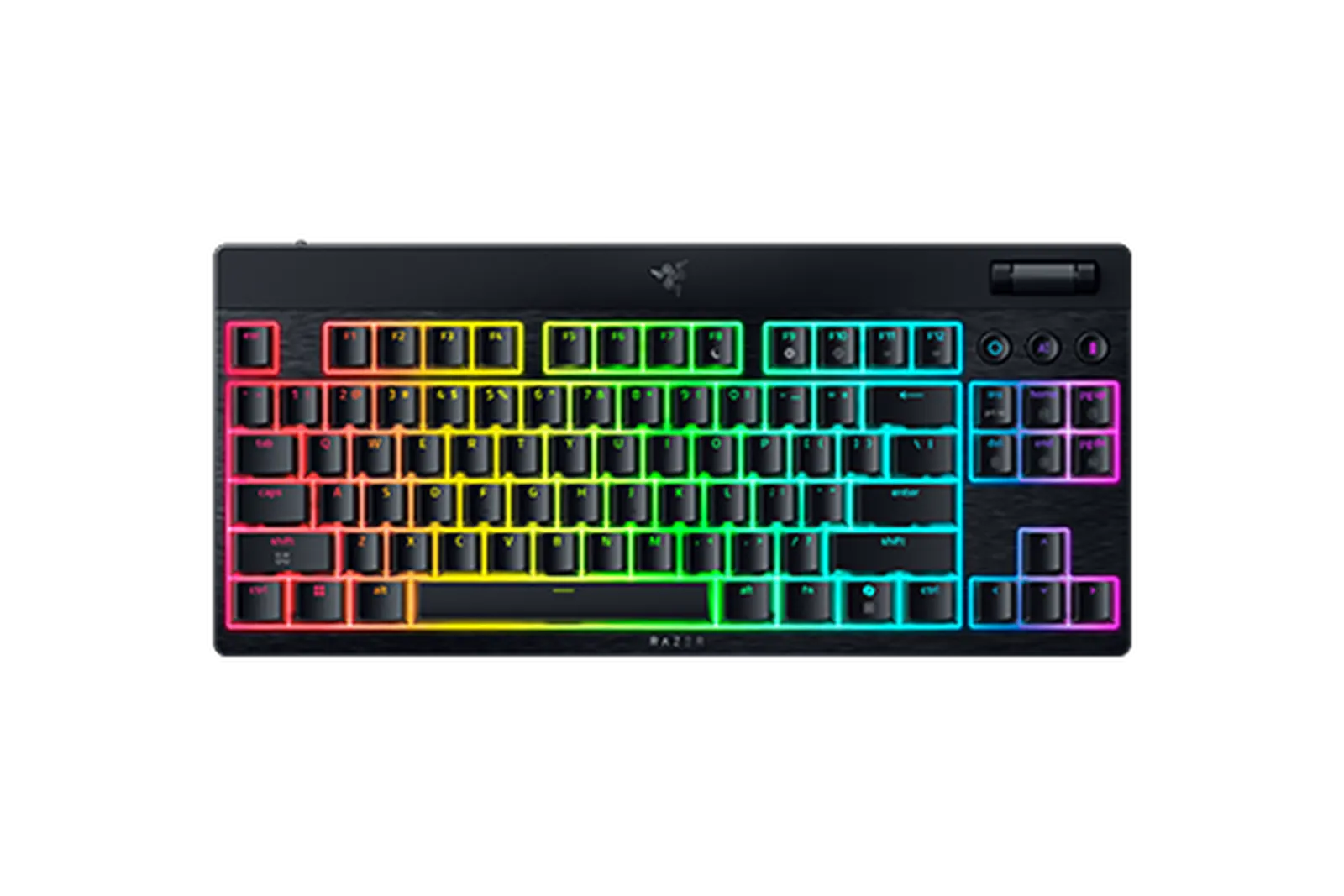 Razer Keyboard mechanical BlackWidow V4 Low-profile TKL HyperSpeed, 87key, Green Switch, USB-A/WL/BT, EN, RGB, black
