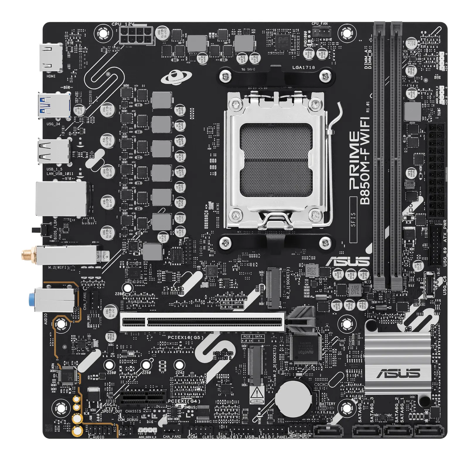 დედაპლატა ASUS Motherboard PRIME B850M-F WIFI sAM5 B850 2xDDR5 M.2 HDMI Wi-Fi BT mATX