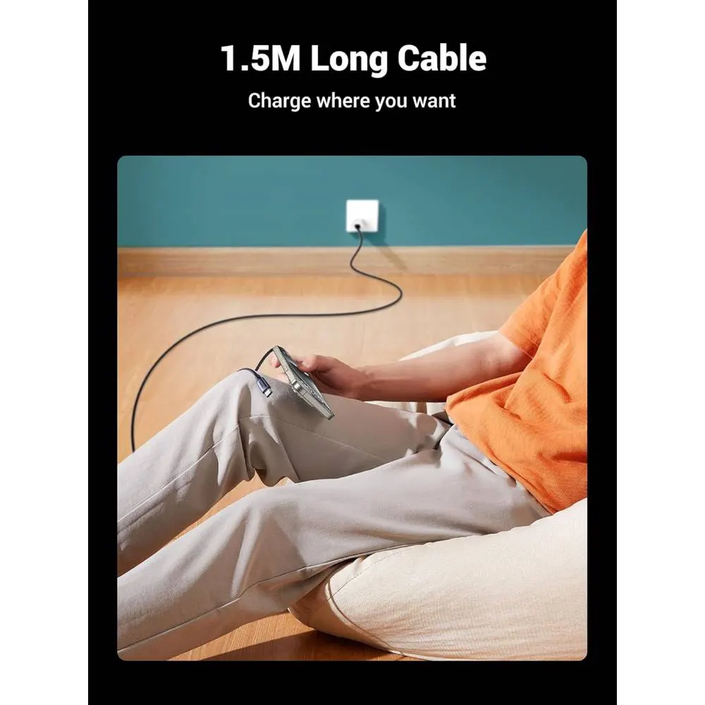 USB cable UGREEN US561 (35087), 100W, Type-C to Type-C, 1.5m, Grey