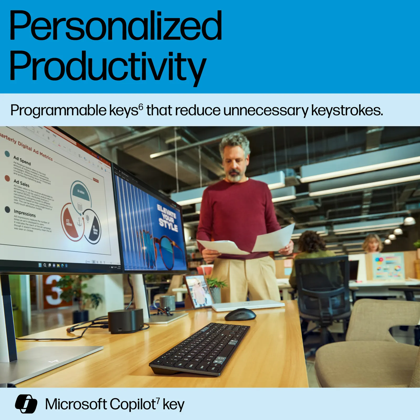 HP 720 Multi-Device Rechargeable Wireless Keyboard RUSS