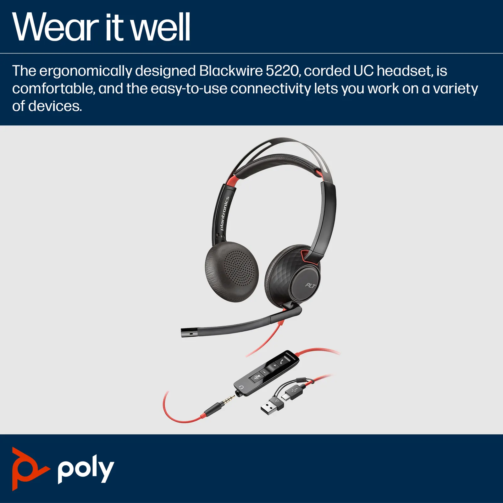 Poly Blackwire 5220 On-ear Black