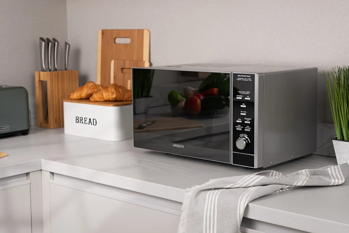მიკროტალღური ღუმელი ARDESTO Microwave oven, 23L, electronic control, 900W, grill, display, button opening, black