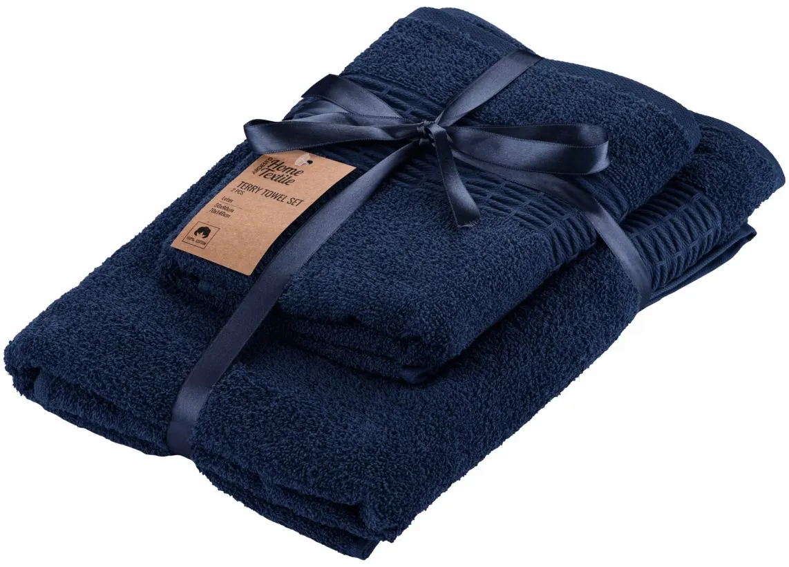 Ardesto Terry towel set Lotus 50x90cm, 70x140cm, 2pcs, 100% cotton, dark blue