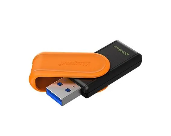 USB ფლეშ მეხსიერება DTXS/256GB, KINGSTON, Flash Memory, USB 3.2 Gen1, Black/Orange.