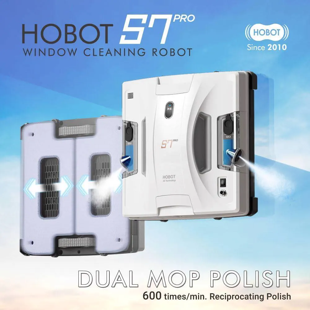 მინის საწმენდი რობოტი Hobot S7 Pro, 100W, 4800Pa, Dual Mop Polish Window Cleaning Robot, White