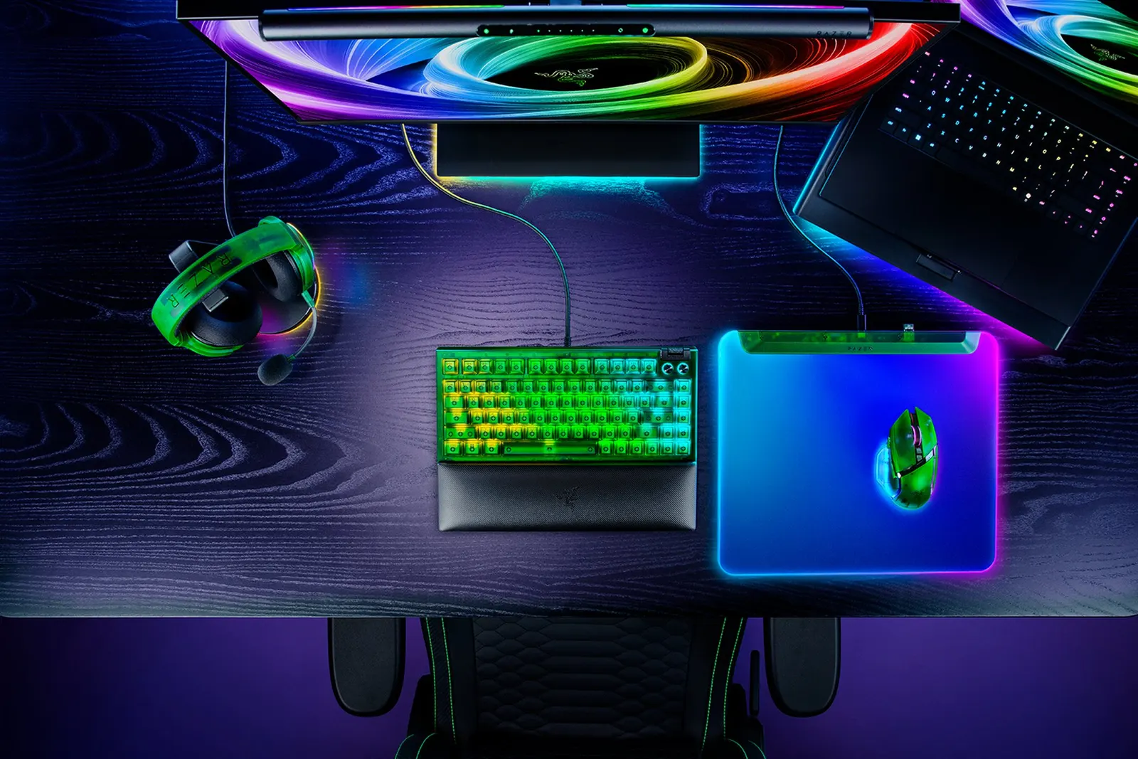 მაუს პადი Razer Mouse Pad Firefly V2 Pro, M (360x278x4.6mm), RGB, Phantom Green Ed