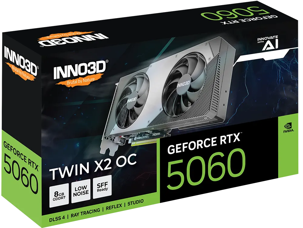 ვიდეობარათი INNO3D GeForce RTX™ 5060 TWIN X2 OC 8GB GDDR7