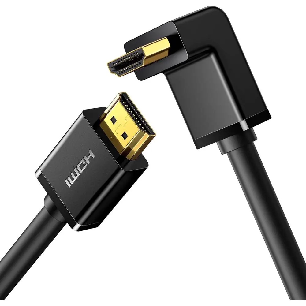 HDMI კაბელი UGREEN HD103 (10172), 4K HDMI Cable Male to Male, 90 Degree, 1m, Black