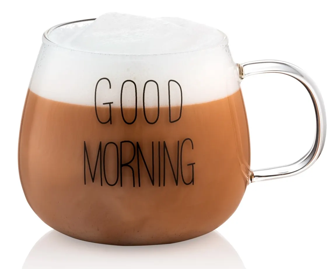 Mug set with handles ARDESTO Good Morning, 430ml, 2pcs, borosilicate glass, transparent