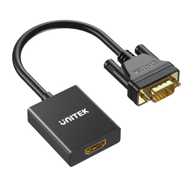V1112ABK01, UNITEK, VGA to HDMI Adapter with Audio & Power Port