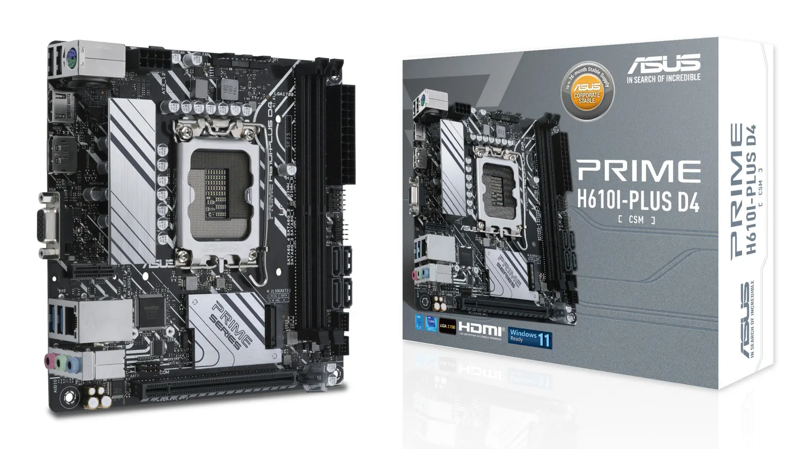 ASUS PRIME H610I-PLUS D4-CSM s1700 H610 2xDDR4 M.2 HDMI D-Sub DP mITX