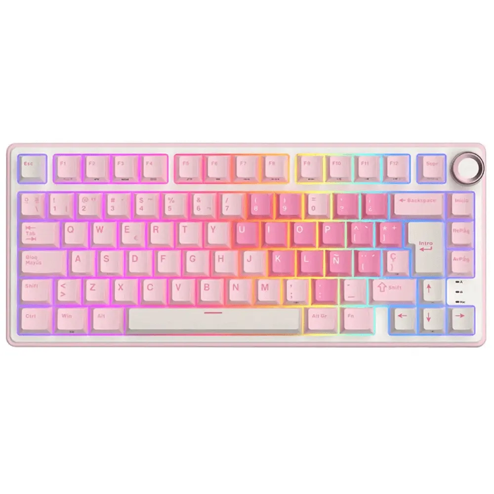 კლავიატურა Royal Kludge RK R75-PM-XH RGB Mechanical Keyboard, Cream Switch, Hot Swappable, Wired, USB, Pink Melody