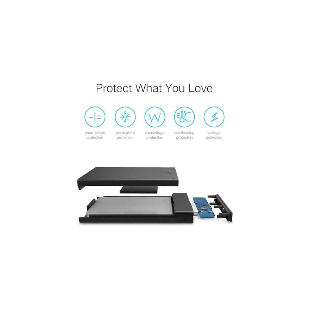 UGREEN US221 (30847), 2.5″ Hard Drive Enclosure USB 3.0 to SATA III Adapter, Black