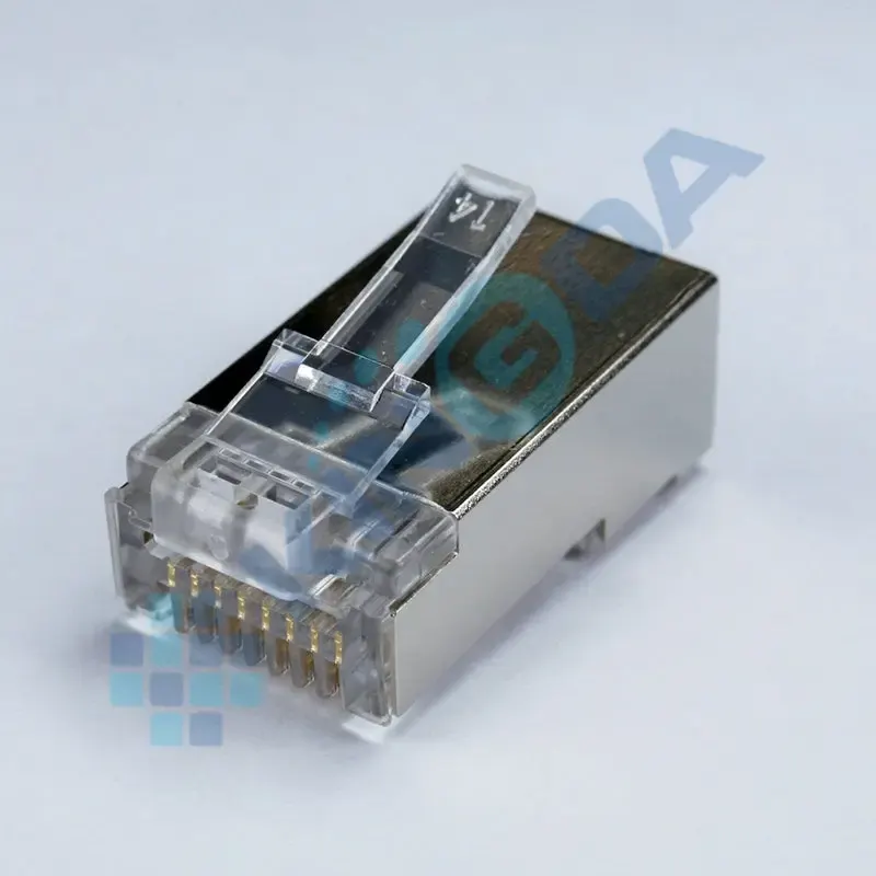 KD-PG8033-C6, KINGDA STP Cat6 8P8C plug,pass through (შეფუთვაში- 100 ცალი)