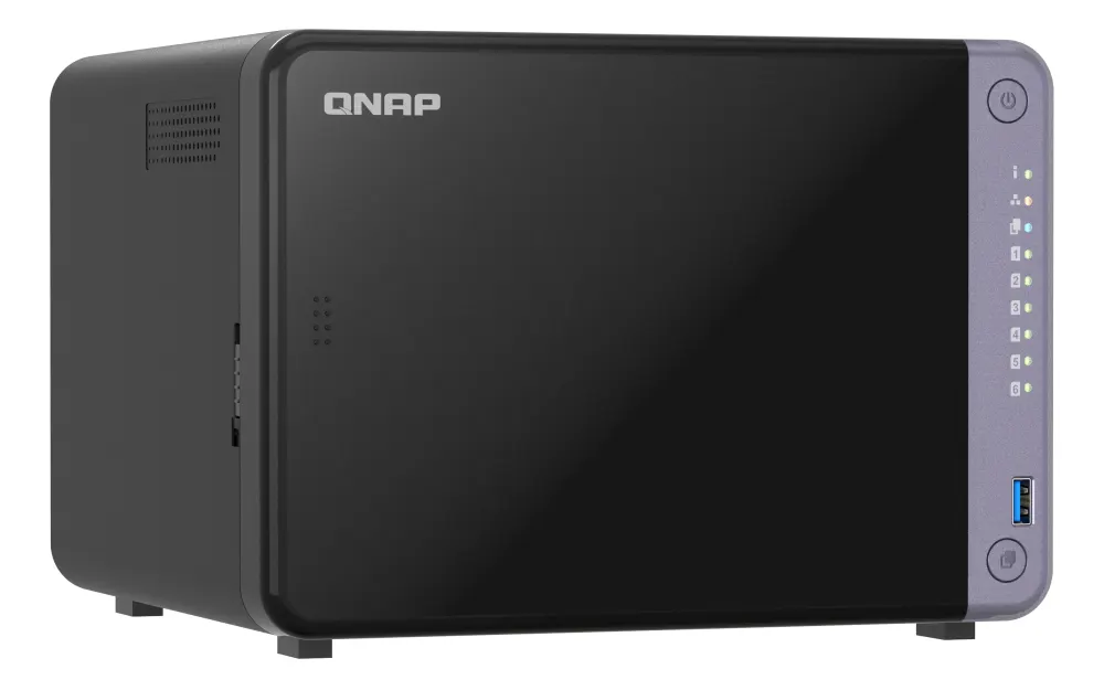 6-bay 3.5" desktop NAS, AL524 4C 2.0GHz, 4GB DDR4 RAM (max 16GB), 2 x 10GbE SFP+, 2 x 2.5GbE, 1 x PCIe Gen3, 2 x USB 3.2 Gen1