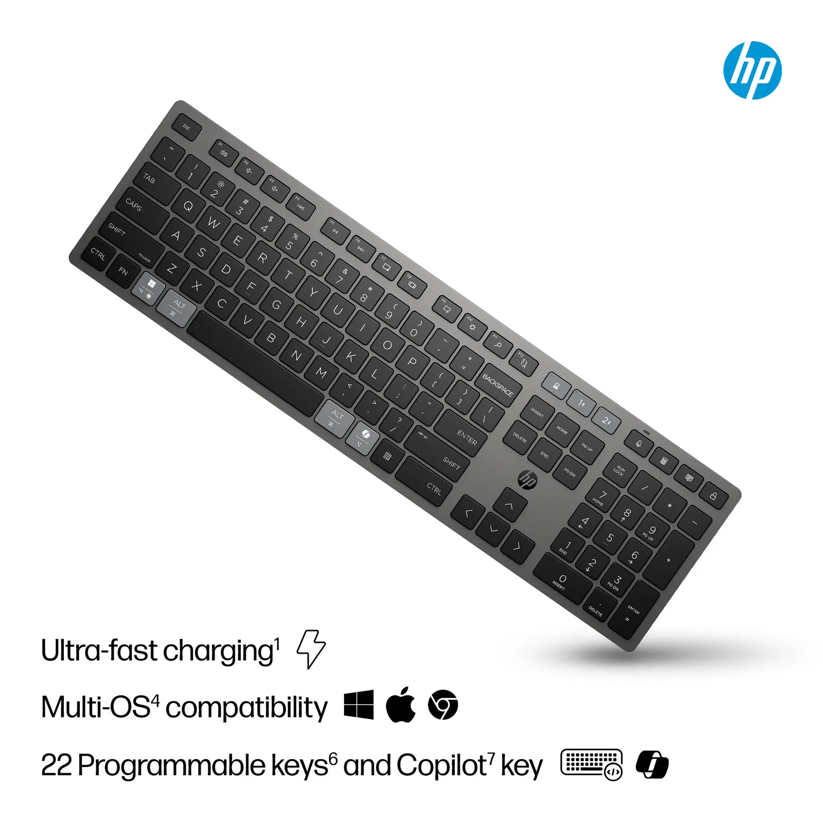HP 720 Multi-Device Rechargeable Wireless Keyboard RUSS