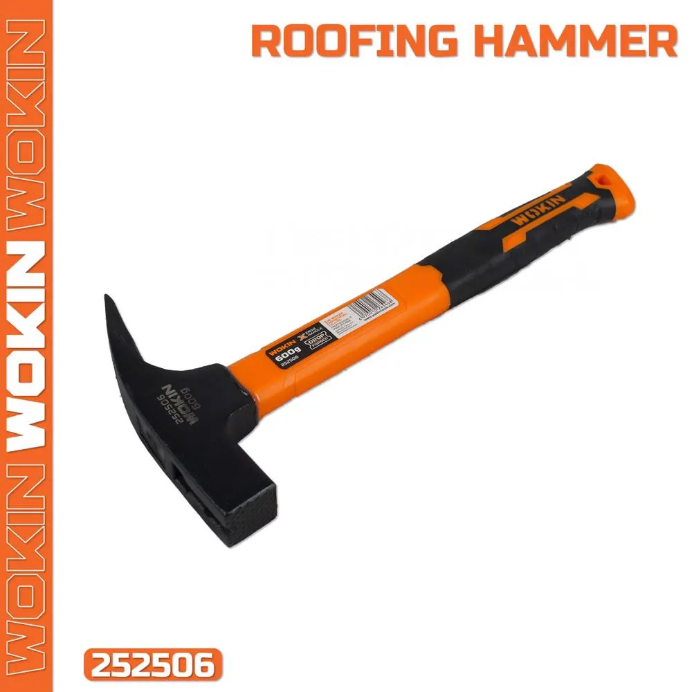 Hammer with rubber handle Wokin 252506, 600G, Roofing Hammer, Black/Orange