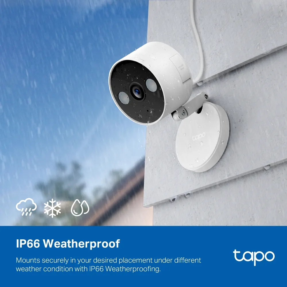 TP-Link Tapo C120 Wi-Fi Camera - 2560 × 1440 (2K), Wi-Fi, 120° Viewing Angle, MicroSD Card Slot (Up to 256 GB), Two-Way Audio, iOS, Android