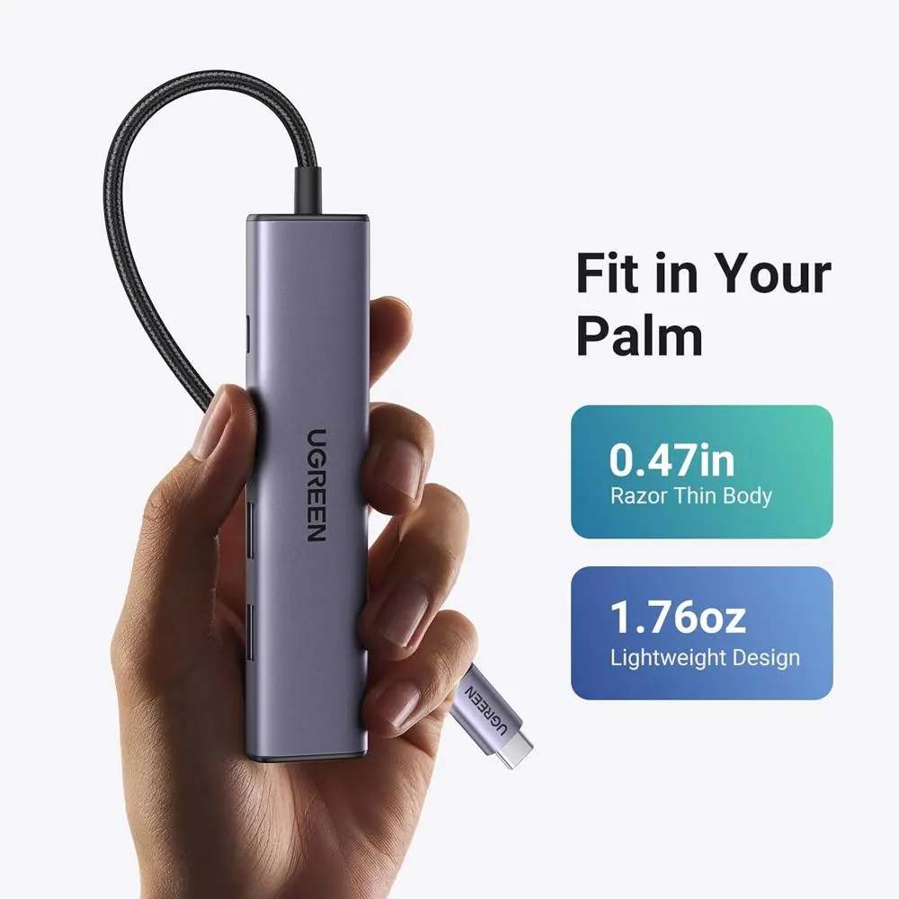 USB-C ჰაბი UGREEN CM478 (15495) Revodok 105, Type-C, USB, HDMI, PD, Hub, Grey