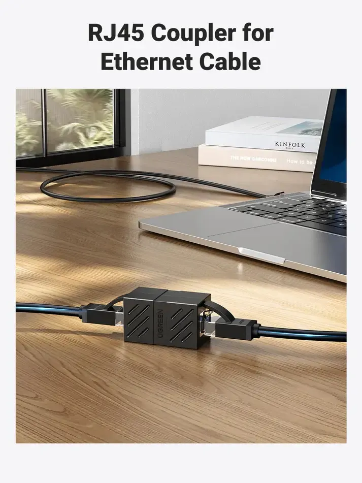 NW114 UGREEN (20390) RJ 45 Network Keystone Jack In-Line Coupler Female to Female 1pcs (Black)