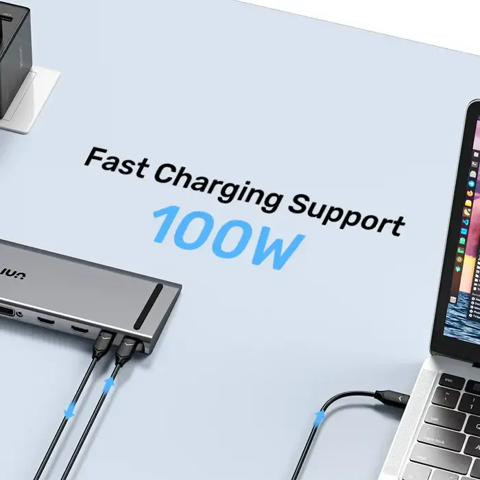 USB ჰაბი D1147A, UNITEK, Docking Station, 9-in-1 USB-C 5Gbps Universal Docking Station.