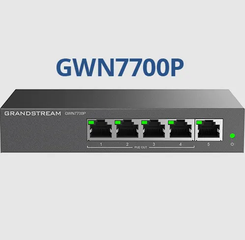 PoE სვიჩი Grandstream GWN7700P, Unmanaged Network Switches, 5-ports Gigabit Ethernet, PoE 4-Ports, Desktop, wall-mount