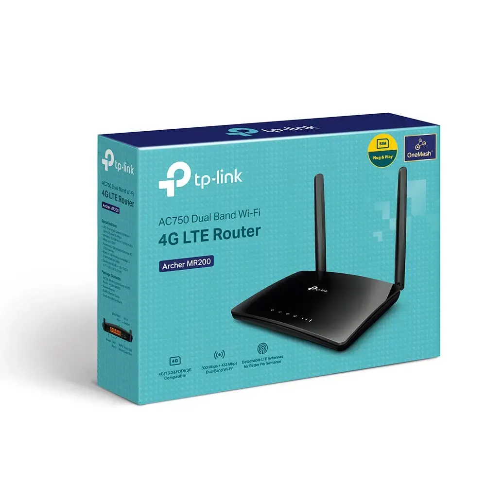 TP-Link, Archer MR200, AC750 Wireless Dual Band 4G LTE Router