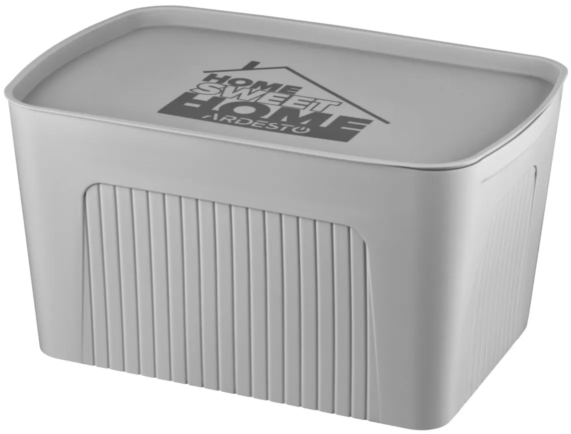შესანახი კონტეინერი Ardesto Storage box with lid 45.5x31x24.5cm, 23l, plastic PP, grey