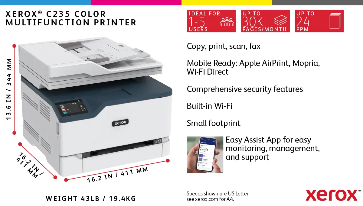 პრინტერი MFP A4 col. Xerox C235 (Wi-Fi)