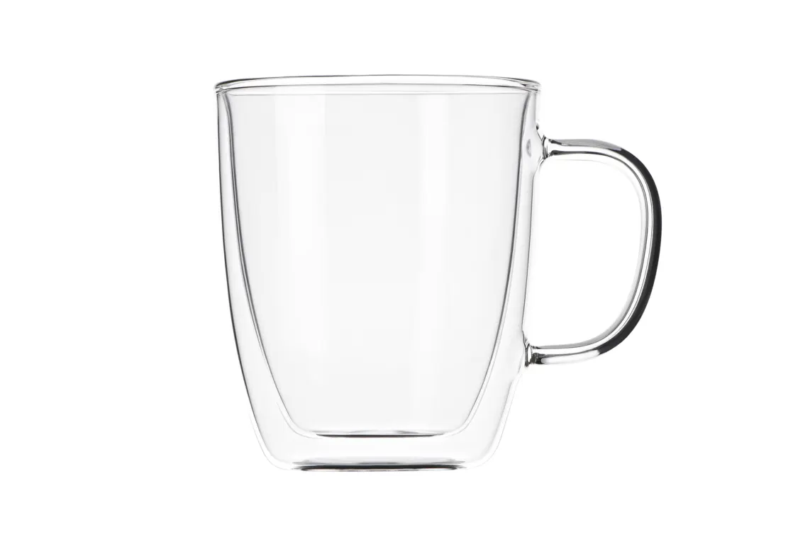 ARDESTO Double wall borosilicate glass mug set, 400 ml, 2 pcs, with handles