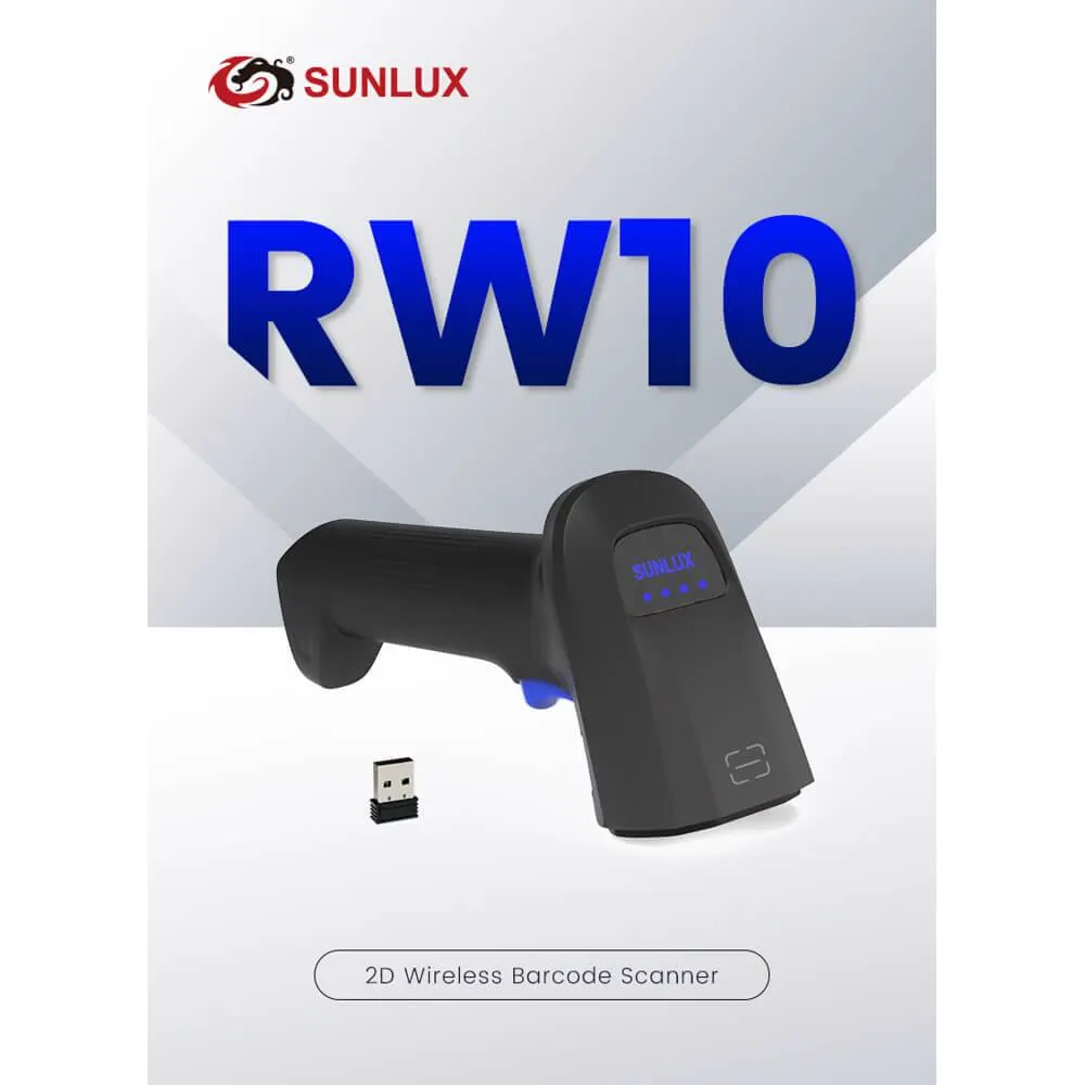 Sunlux RW10, Bluetooth, USB-HID, USB-VCP, Barcode Scanner, Black