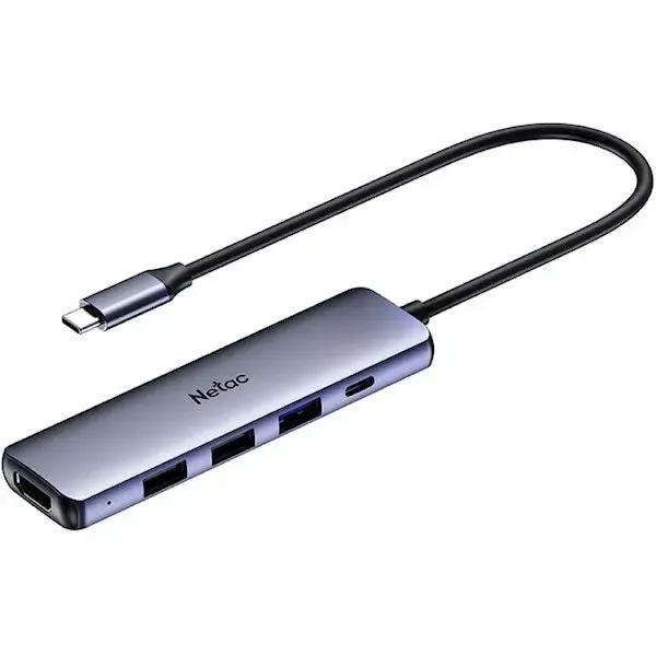 WF13, NETAC, USB Adapter, Type-C to USB3.0+USB2.0*2+100W PD+HDMI.
