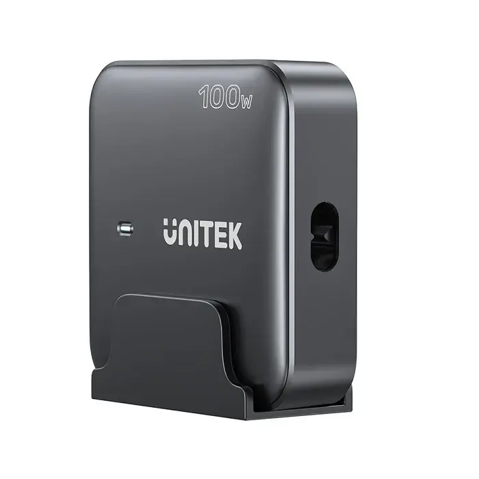 P1229ABK, UNITEK, Charger, 100W 4-in-1 Desktop GaN Charger (2*USB-C PD + 2*USB-A QC3.0), with 1.5M Power Cord, Black.