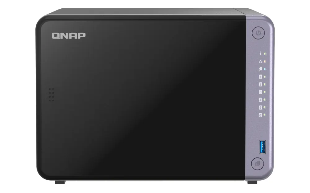 6-bay 3.5" desktop NAS, AL524 4C 2.0GHz, 4GB DDR4 RAM (max 16GB), 2 x 10GbE SFP+, 2 x 2.5GbE, 1 x PCIe Gen3, 2 x USB 3.2 Gen1
