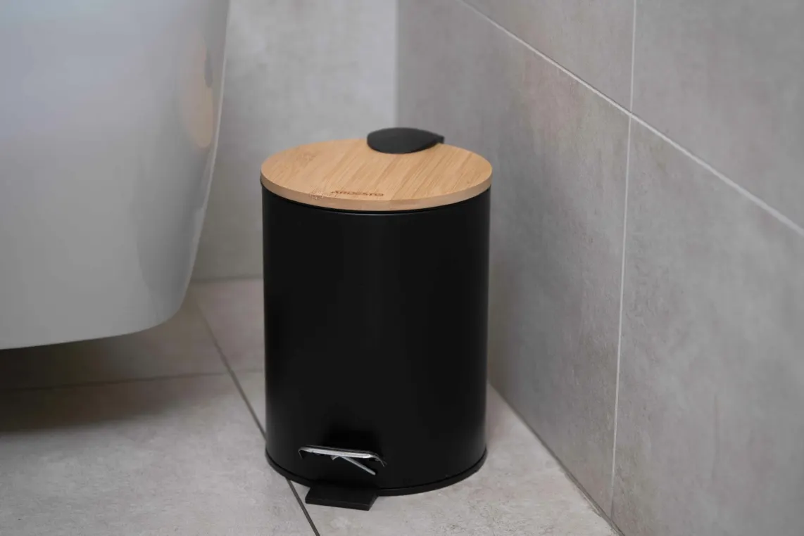 ნაგვის ურნა Step bin ARDESTO Minimalism, 3l, metal, plastic, bamboo, black