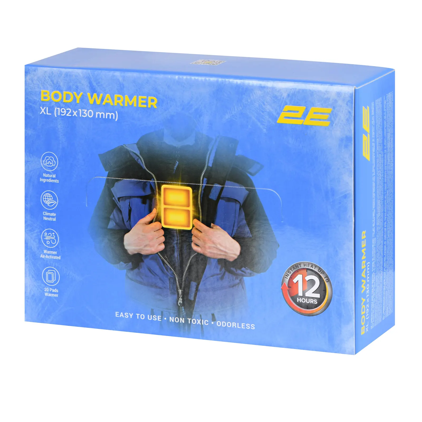 სათბობი 2E Chemical body warmer size XL (192x130mm), adhesive, up to 12 hours - 20 pcs