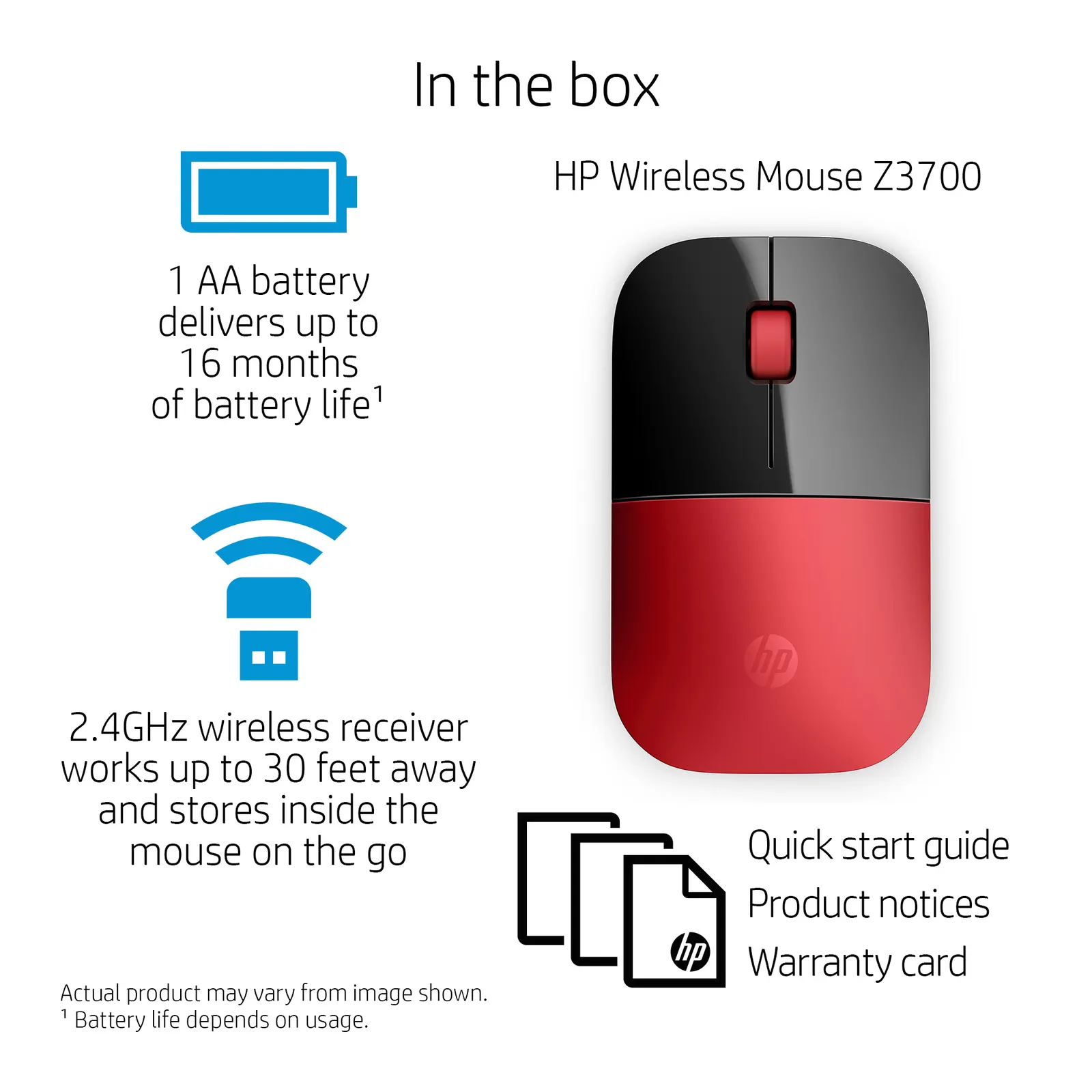 HP Z3700 Red Wireless Mouse EURO