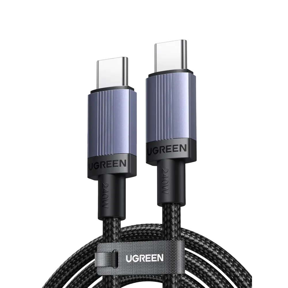 USB კაბელი UGREEN L532 (65907), 240W, Type-C to Type-C PD Fast Charging Cable, 1m, Space Gray