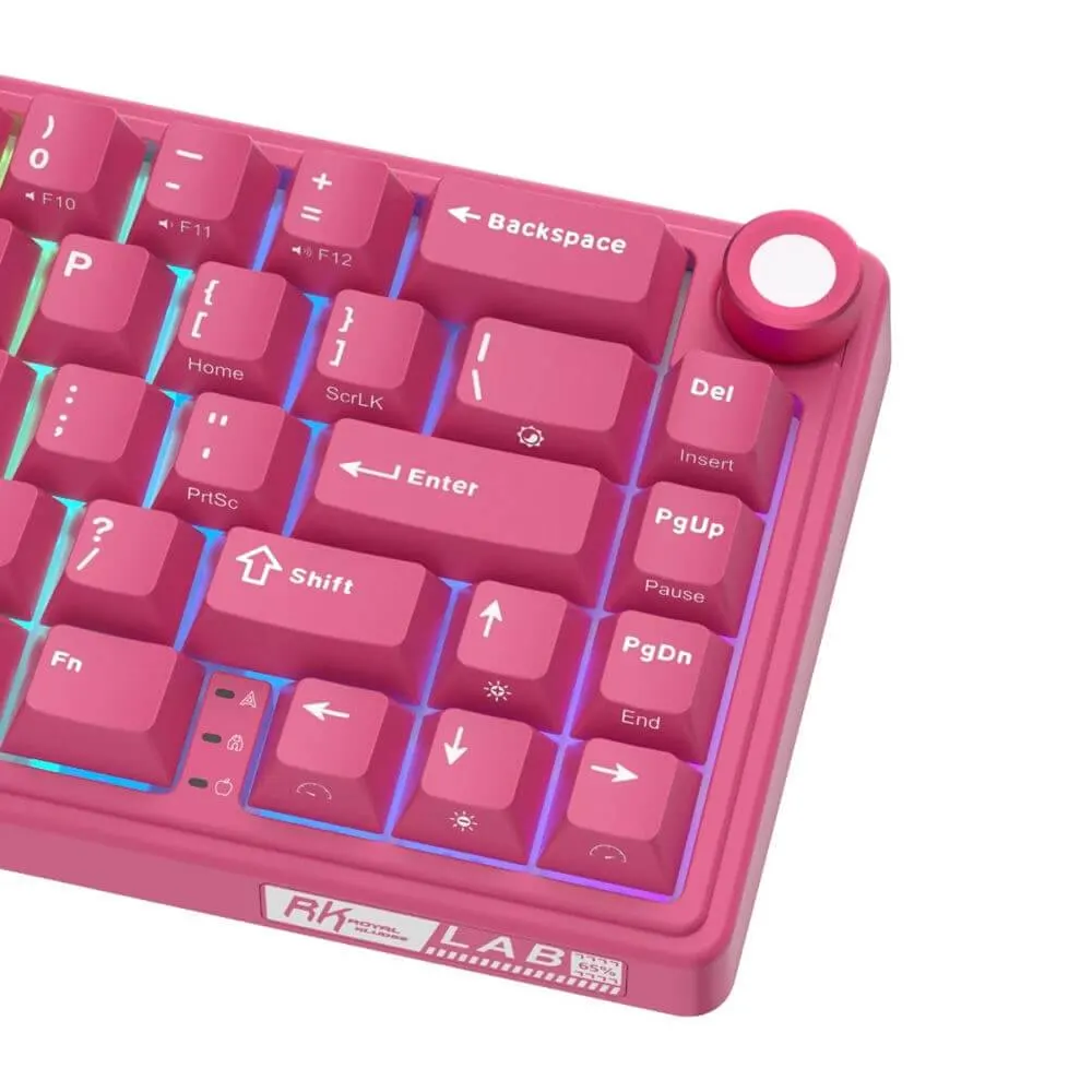Royal Kludge RK R65-BR-XH RGB Mechanical Keyboard, Cream Switch, Hot Swappable, Wired, USB, Berry Red