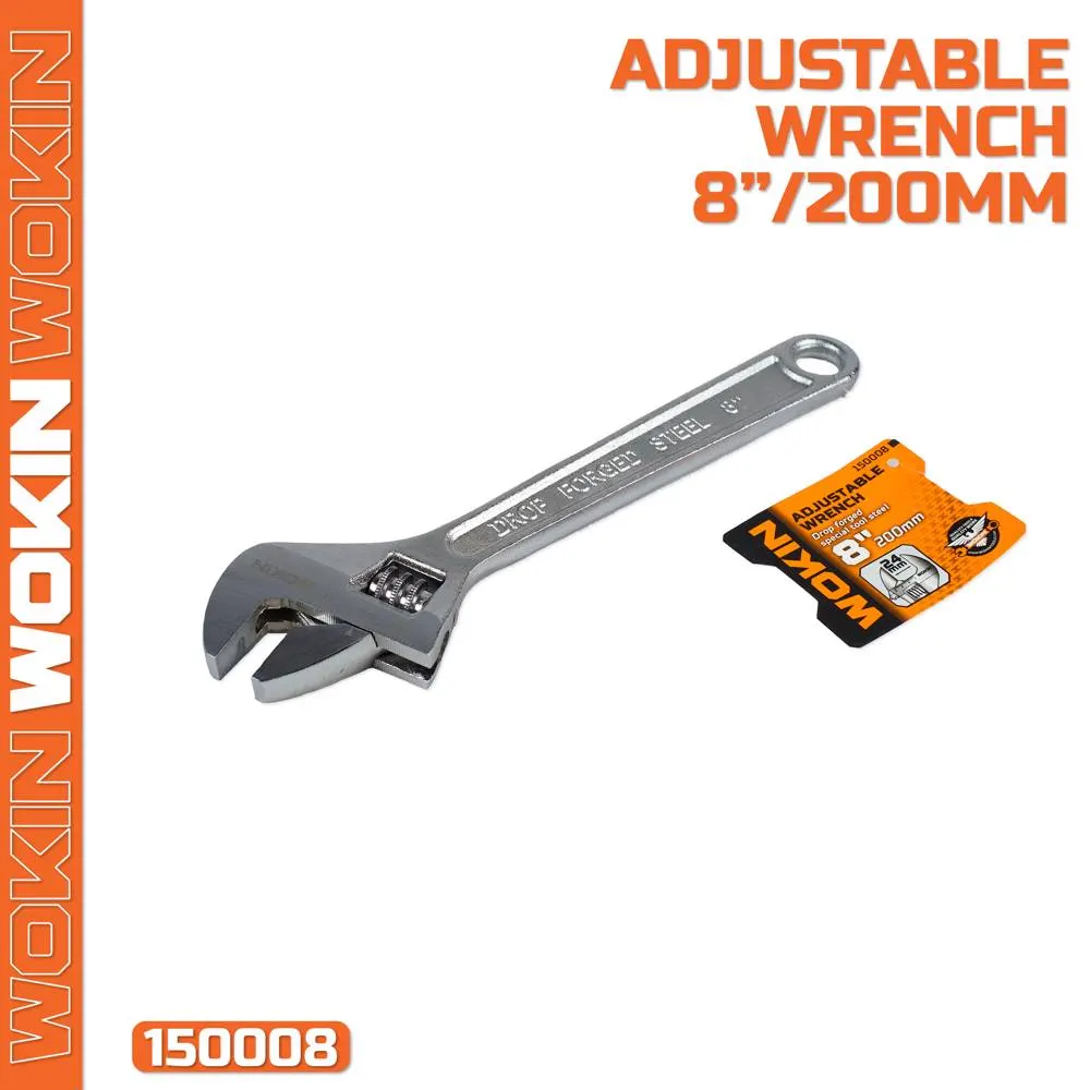 Wokin 150008, 200MM, 8″, Adjustable Wrench, Silver