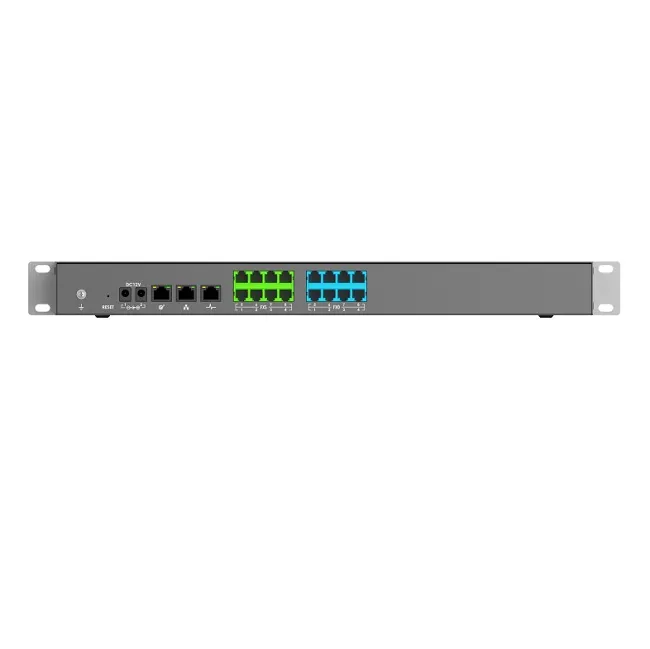 Grandstream UCM6308, IP PBX appliance, 8 FXO ports, 8 FXS ports, Dual GigE RJ45 Ethernet ports with PoE Plus