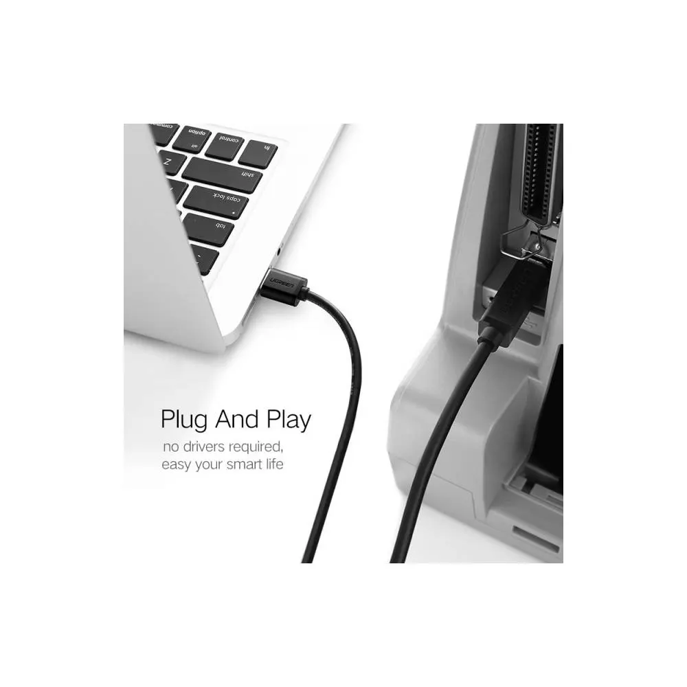 პრინტერის კაბელი UGREEN US135 (20847), Printer Cable, USB-A To USB-B, 2m, Black
