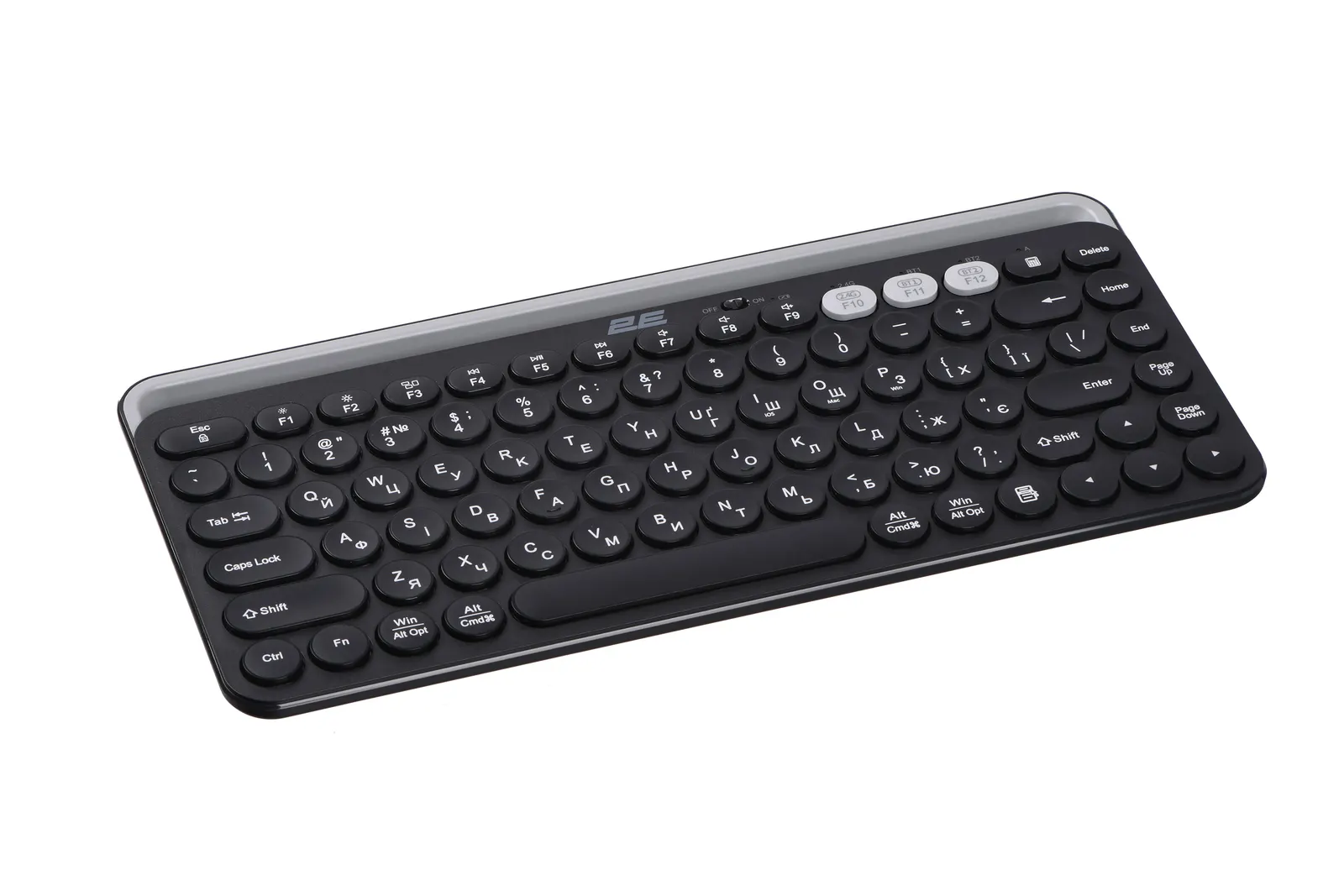 კლავიატურა 2E Keyboard membrane KS250 84key, WL/BT, EN/UK, black-grey