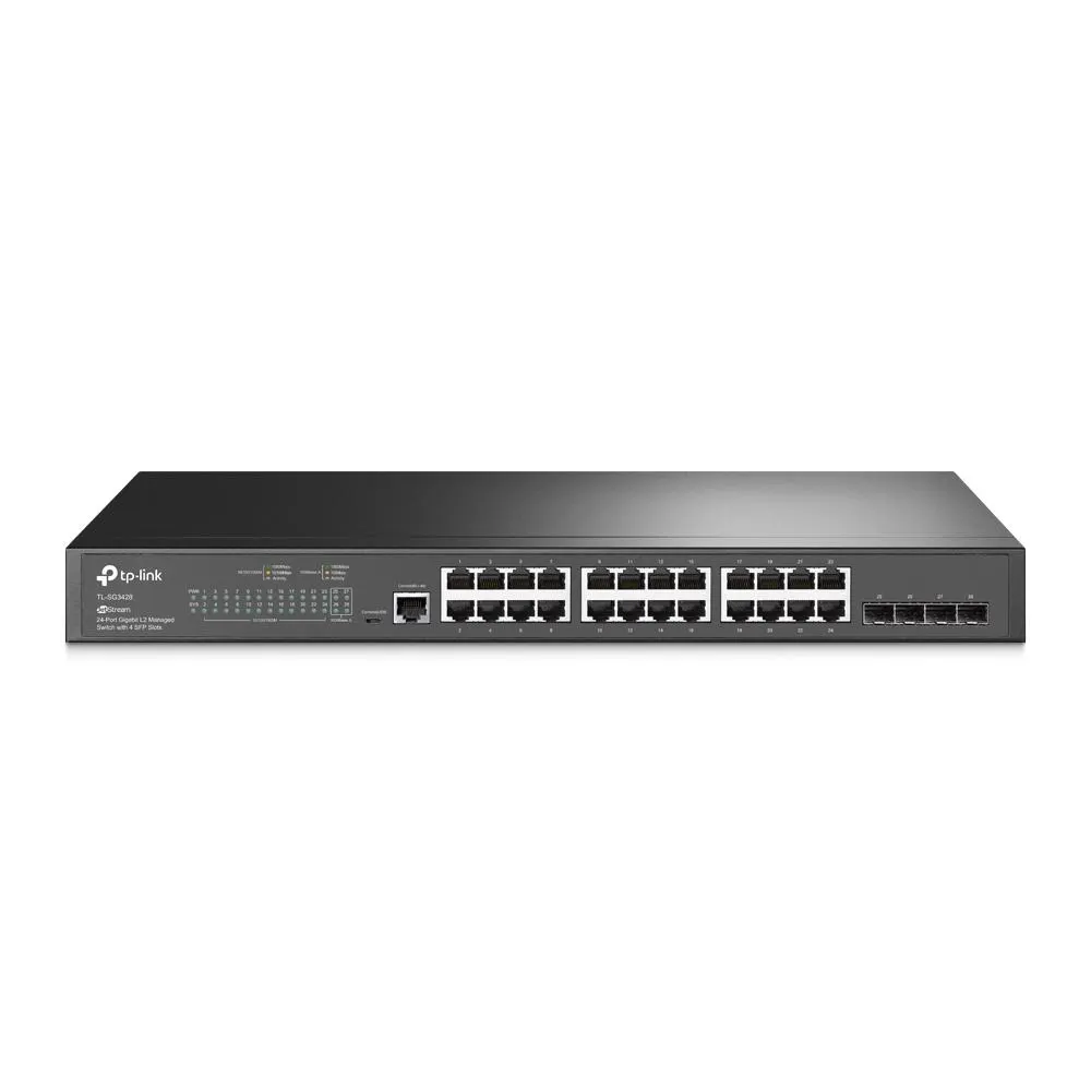 TP-Link, TL-SG3428, 24-Port Gigabit L2 Managed Switch with 4 SFP Slots