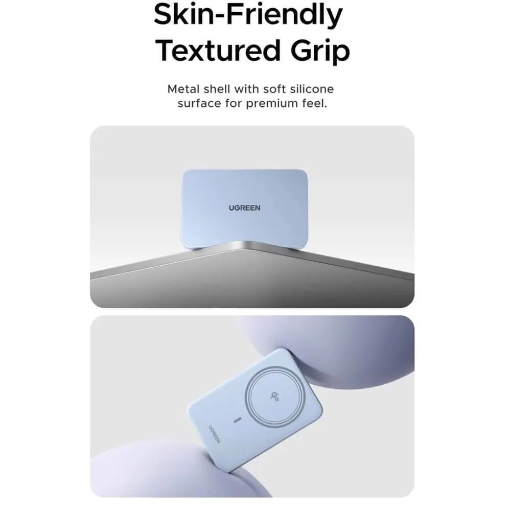 პორტატული დამტენი UGREEN PB580 (65840B), 5000mAh, Type-C, Magnetic Wireless Power Bank, Light Blue