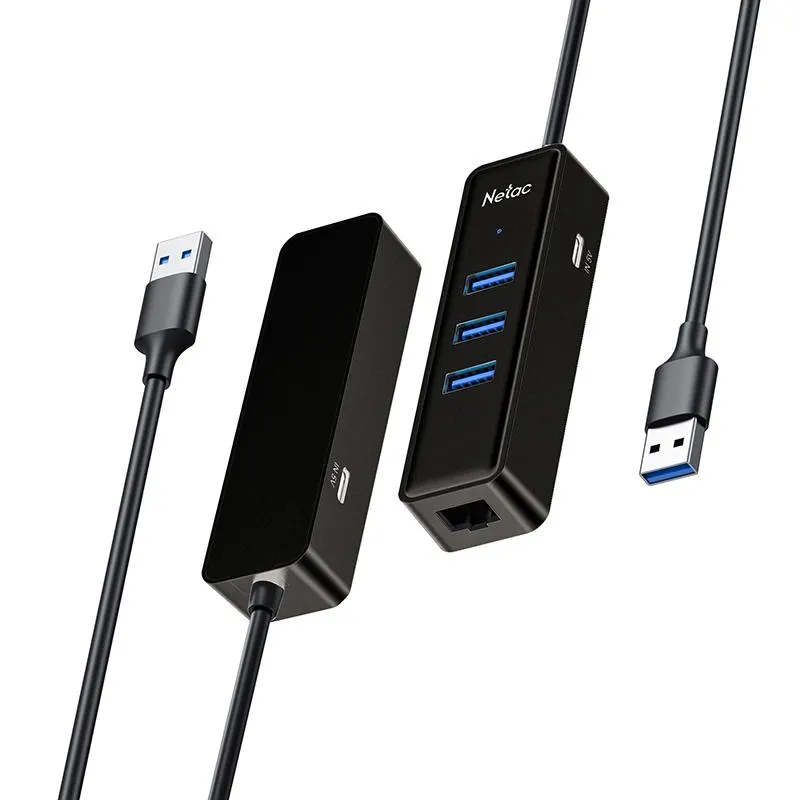 USB ჰაბი WF12 , NETAC, USB Adapter, Netac WF12 USB 3.0 Hub with RJ45.