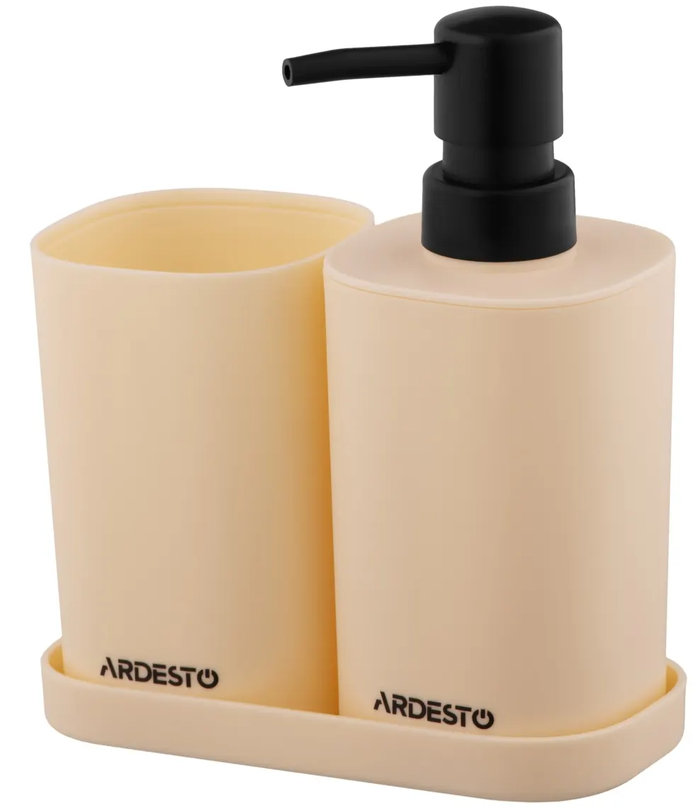 ARDESTO Bathroom set Vigor 380ml, 3 items, polypropylene, beige