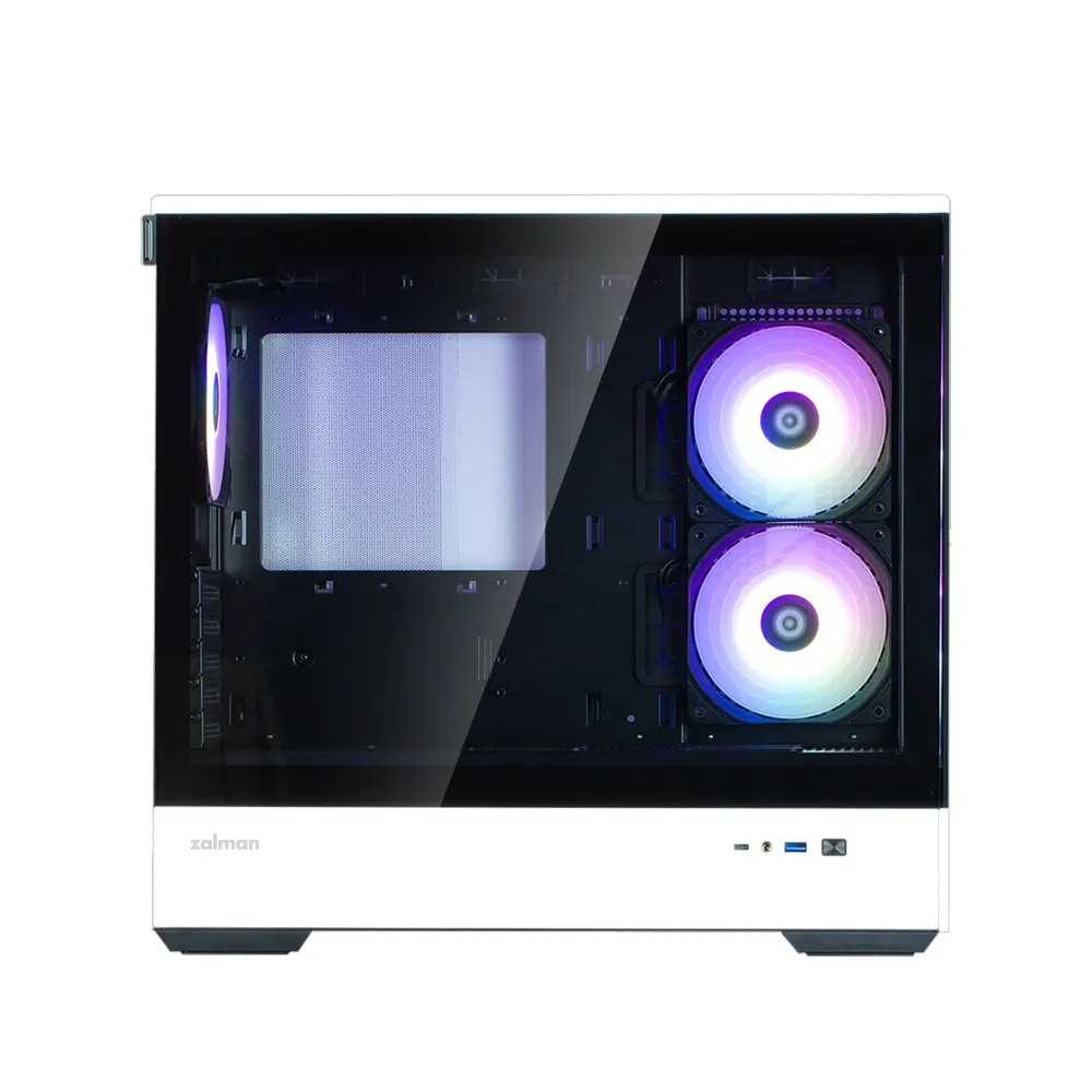 ქეისი Zalman PC case P30 without PSU, 1xUSB3.0, 1xUSBType-C, 3x120mm ARGB, VGA 420mm, LCS ready, TG Side Panel, mATX, black/white